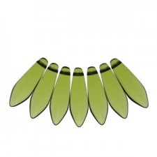 Czech Glass Daggers beads 5x16mm Olivine